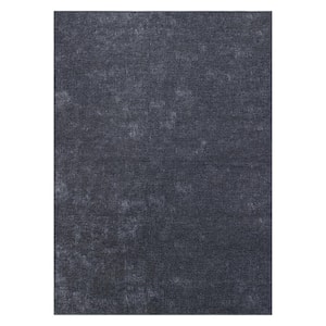 Dark Gray 3 ft. 3 in. x 5 ft. Contemporary Solid Machine Washable Area Rug