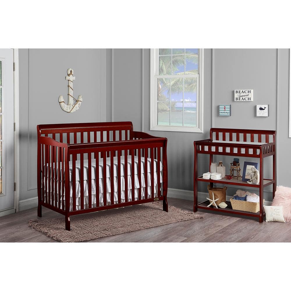 Cherry Pinewood 4-in-1 Convertible Crib with Adjustable Mattress