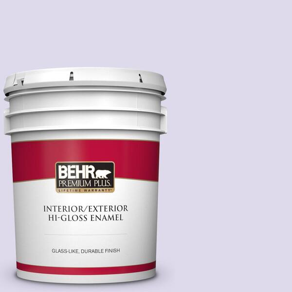 BEHR PREMIUM PLUS 5 gal. #640A-2 Misty Violet Hi-Gloss Enamel Interior/Exterior Paint