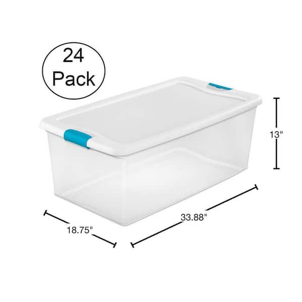 Sterilite 106 Qt Clear Plastic Stackable Storage Bin w/ White