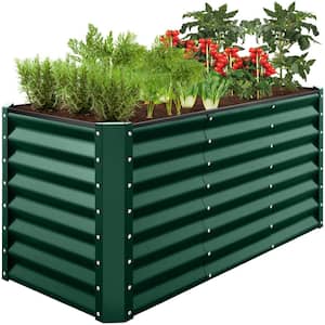 4 ft. x 2 ft. x 2 ft. Dark Green Rectangular Steel Raised Garden Bed Planter Box for Vegetables, Flowers, Herbs