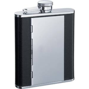 Pierre Black Flask with Built-in Cigarette Case