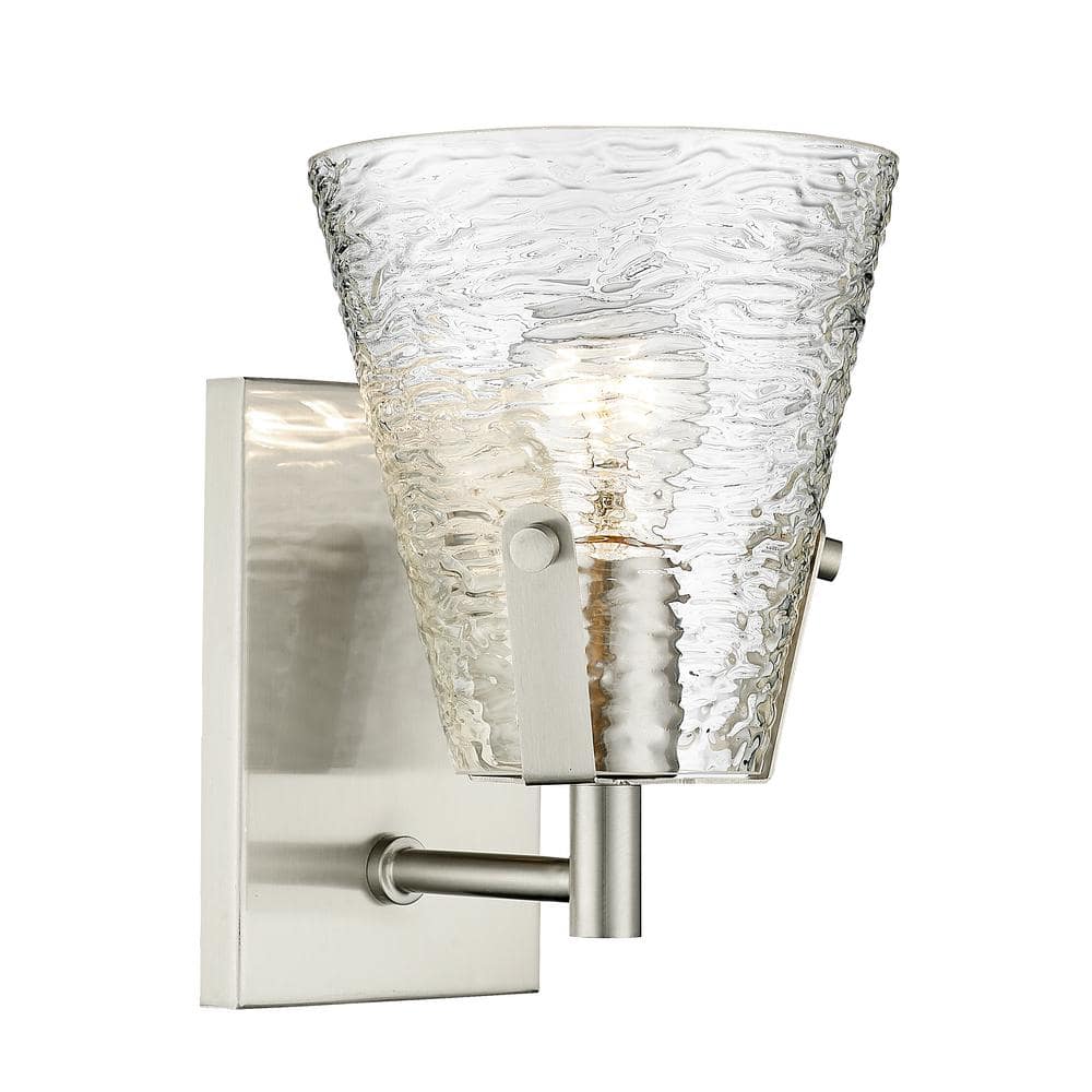 Analia Brushed Nickel and Glass 1-Light Wall Sconce