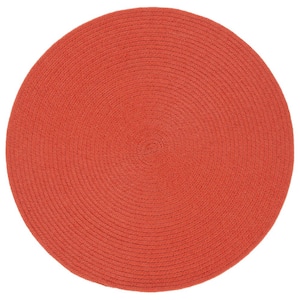 Braided Rust 3 ft. x 3 ft. Abstract Round Area Rug
