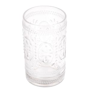 2-3/4 in. Dia x 4-5/8 in. H Floral Scroll Clear Glass Tumbler Toothbrush Holder