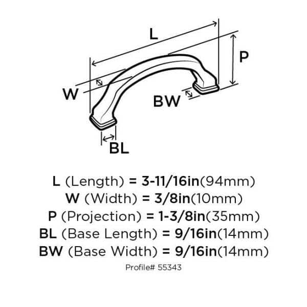 Amerock 3" Black Bronze Cabinet Drawer Pull with Mounting Hardware