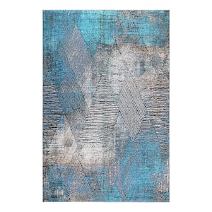 Barnby Cerulean Blue 7 ft. 6 in. x 9 ft. 6 in. Modern Geometric Indoor Area Rug