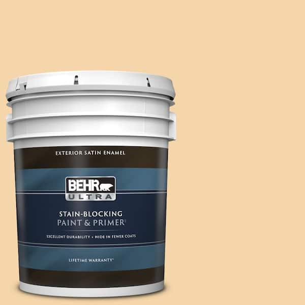 BEHR ULTRA 5 gal. #PPU6-08 Pale Honey Satin Enamel Exterior Paint & Primer