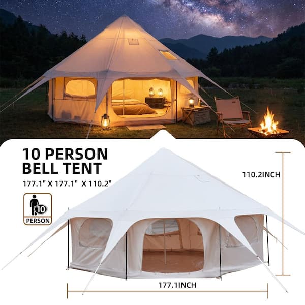 Aionor 14.8 x 9.2 ft 600D Oxford Bell Tent with Stove Jack Large