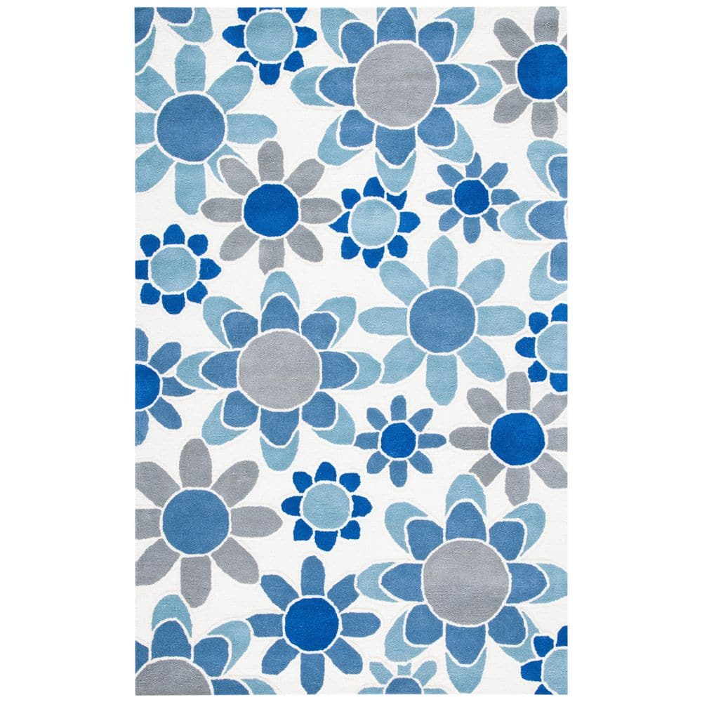 Kids 5 ft. x 8 ft. Ivory/Blue Oversized Floral Area Rug price history on PriceWatchPro