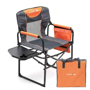 Extra Large Portable Folding Chair with Side Table, Orange