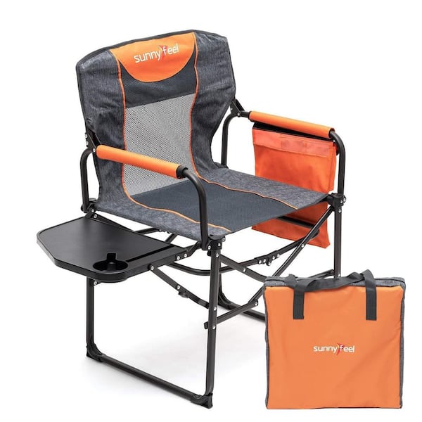 FAWEY TRED INC Extra Large Portable Folding Chair with Side Table, Orange
