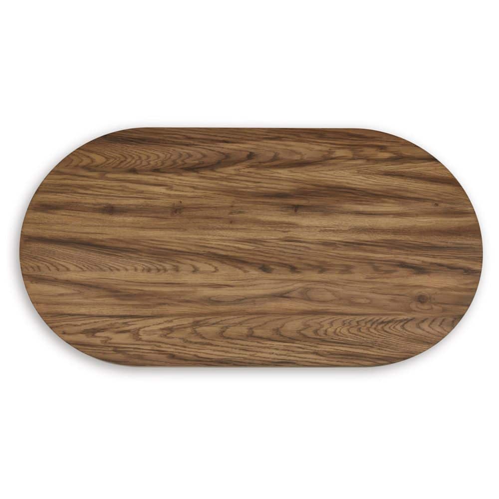 Oval Warm Brown Wood Lift-Top Coffee Table