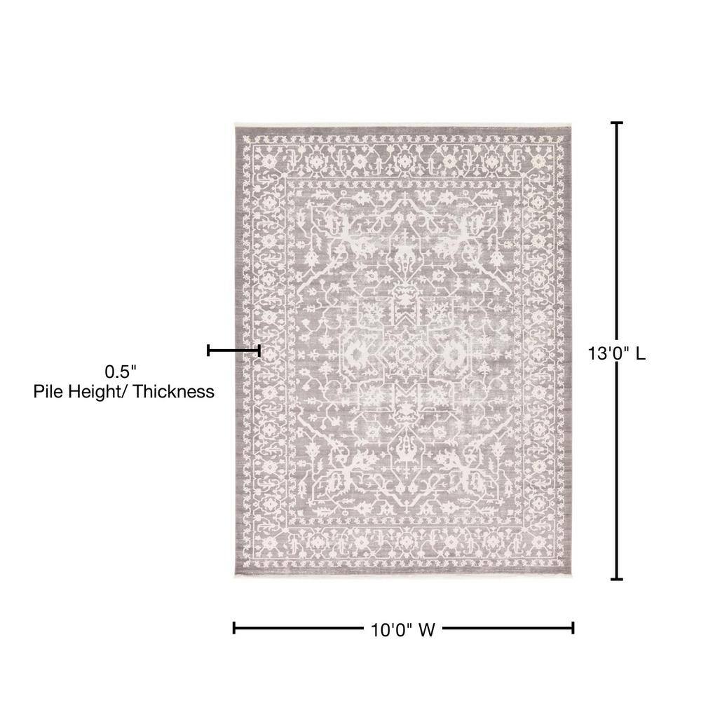 Light Gray Abstract Synthetic Easy Care Stain-Resistant Area Rug 10' x 13'
