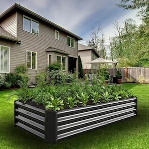 6 ft. x 3 ft. x 1 ft. Metal Raised Garden Bed for Planters Vegetables and Herbs, Black