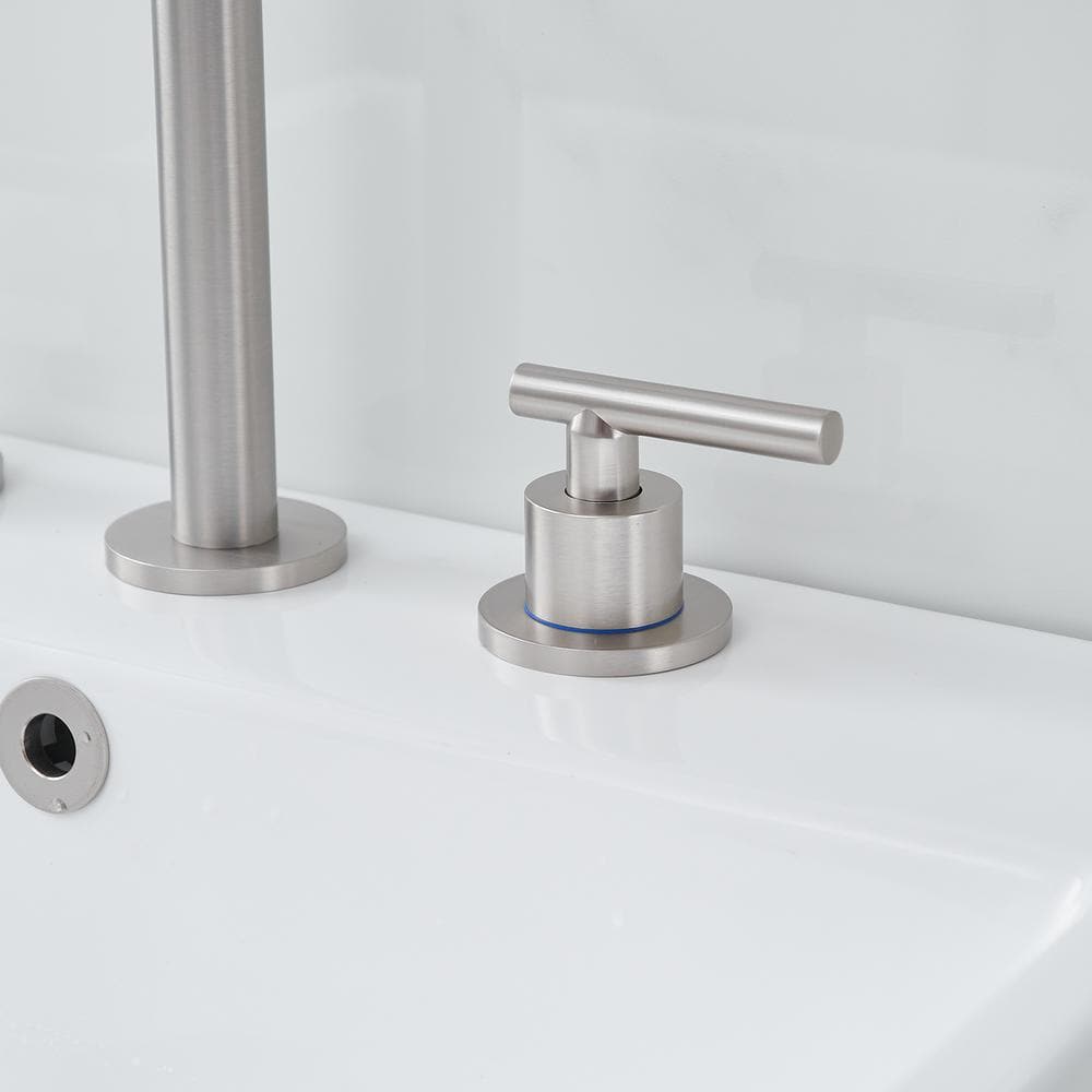 Brushed Nickel 8-Inch Widespread 2-Handle High-Arc Bathroom Faucet