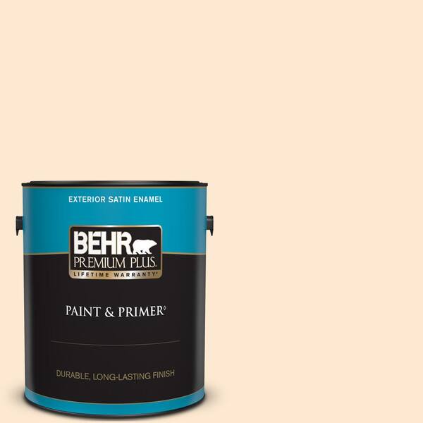 BEHR PREMIUM PLUS 1 gal. #280A-1 Creamy Orange Satin Enamel Exterior Paint & Primer