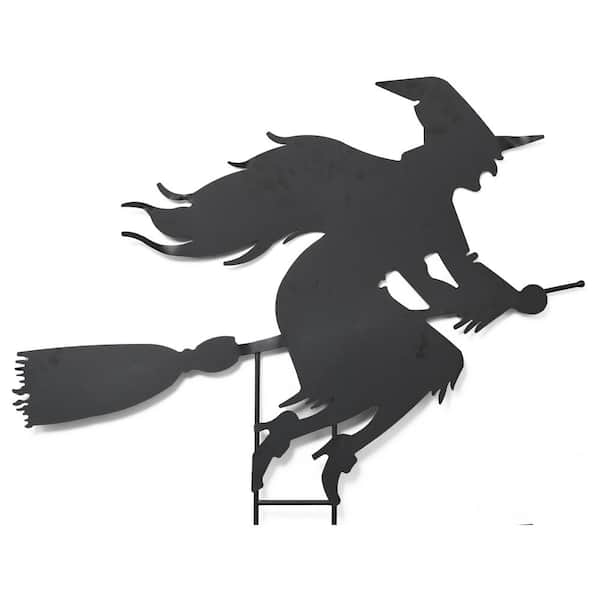 GERSON INTERNATIONAL 45 in. L Metal Witch on Broom Silhouette Yard Decoration