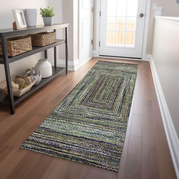 Chantille Machine Washable Indoor/Outdoor Abstract ACN1725 Olive 2 ft. 3 in. x 7 ft. 6 in. Runner Rug