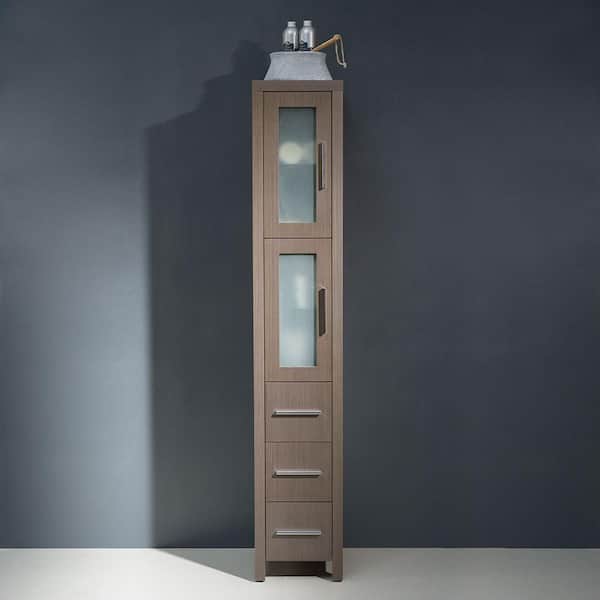 Torino 12 in. W Tall Linen Cabinet in Gray Oak