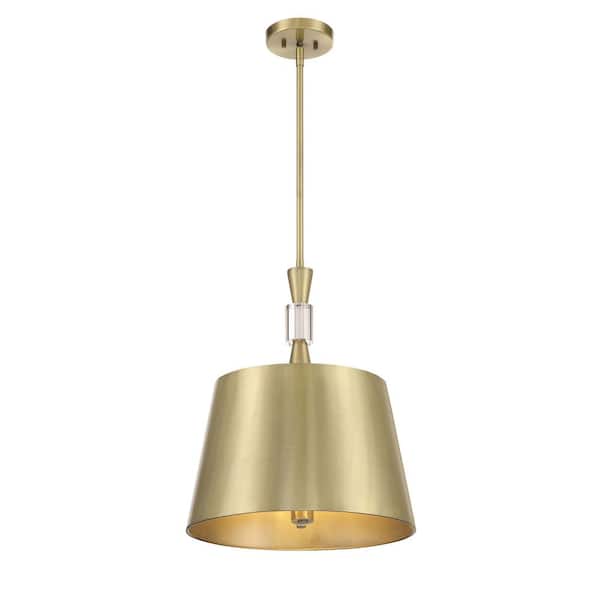 Metropolitan Baratti 60-Watt 3-Light Soft Brass Shaded Pendant Light with Metal Shade and No Bulbs Included