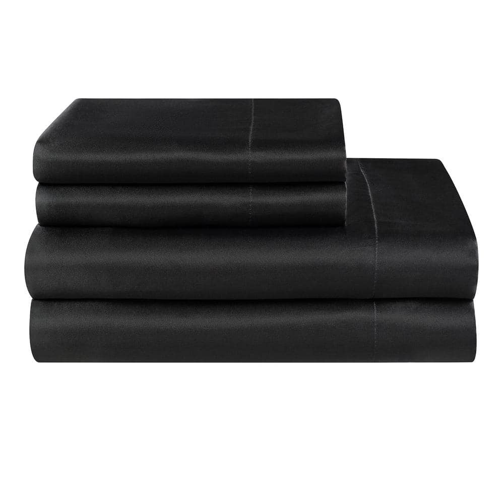 Juicy Couture 4-piece Black Satin Full Sheet Set Jys017118 - The Home Depot