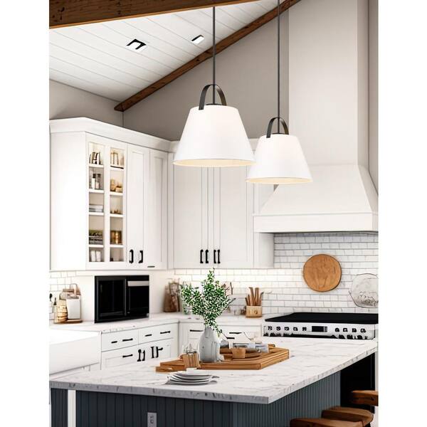 Z-Studio Linen Pendant 18 in. 1-Light Matte Black Pendant Light