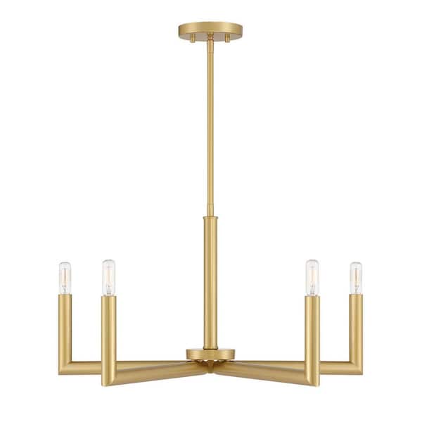5-Light Vintage Gold Dimmable Contemporary Chandelier for Dining Room Kitchen Foyer