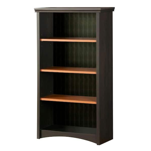 South Shore 57.62 in. Ebony Faux Wood 4-shelf Standard Bookcase with Adjustable Shelves