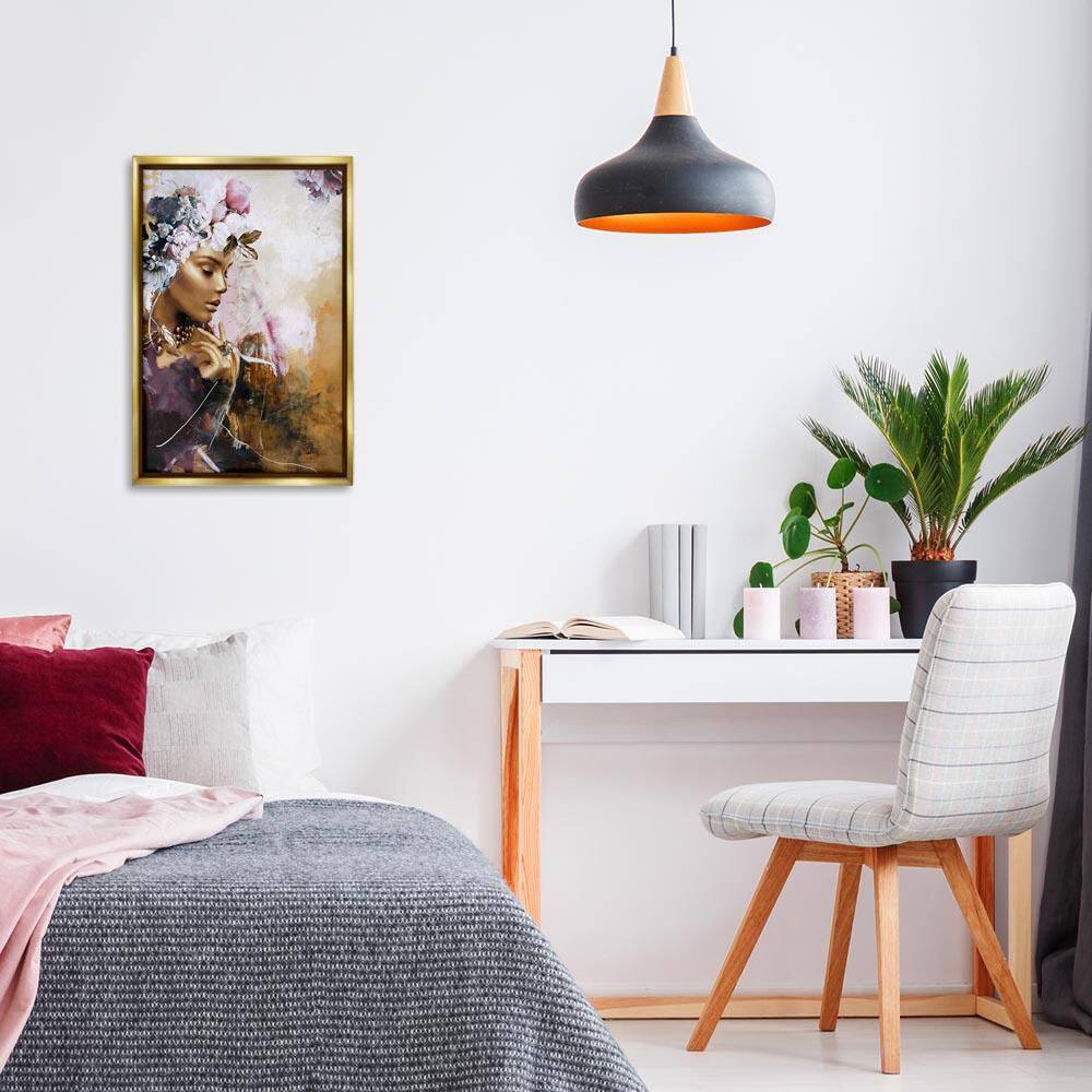 Elegant Woman & Florals by Design Fabrikken Gold Floater Frame Abstract Graphic Art Print 25 in. x 17 in. price history on PriceWatchPro