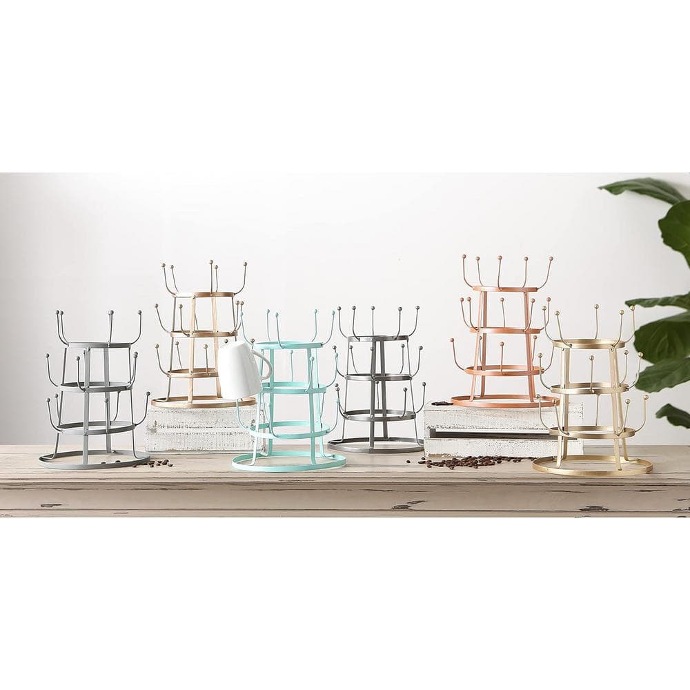 Matte Rose Gold 3-Tier Metal Vintage Mug Stand
