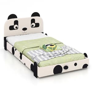 Twin Size Kids Bed Toddler Upholstered Low Profile Bed Frame with Panda Headboard