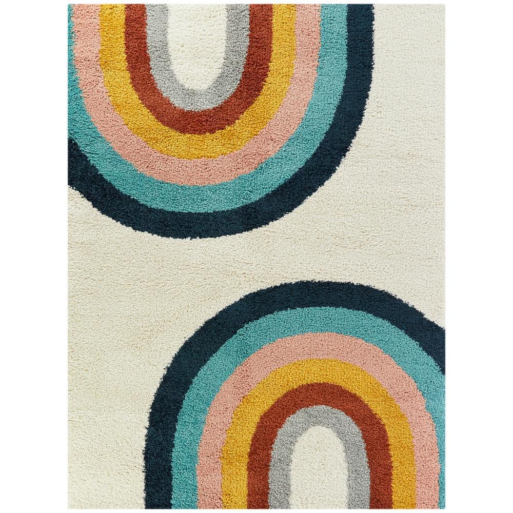 Double Rainbow Cream 4 ft. x 6 ft. Stripe Area Rug