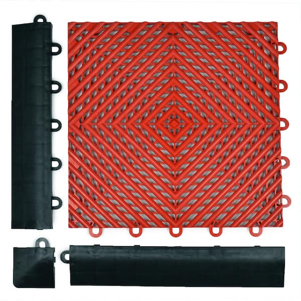 Greatmats Perforated Click 12-1/8 in. x 12-1/8 in. Gray Plastic