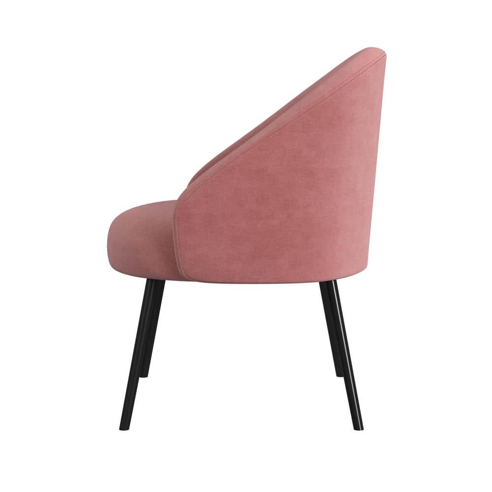 Blush Pink Velvet Modern Accent Chair with Metal Legs