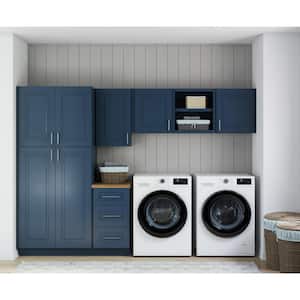 Greenwich Valencia Blue Plywood Shaker Stock Ready to Assemble Kitchen-Laundry Cabinet Kit 24 in. x 84 in. x 120 in.