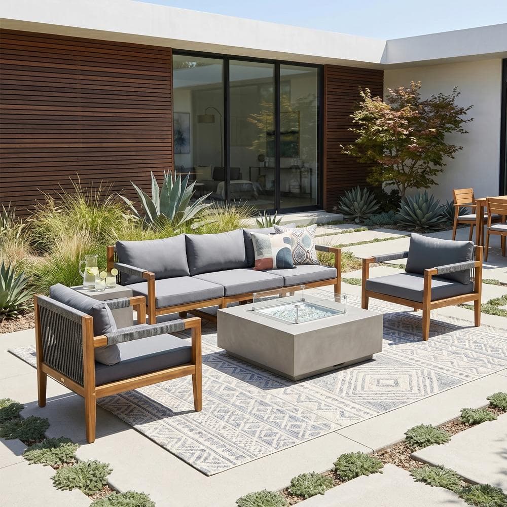 3-Piece Outdoor Sectional Conversation Set with Gray Removable Cushions price history on PriceWatchPro
