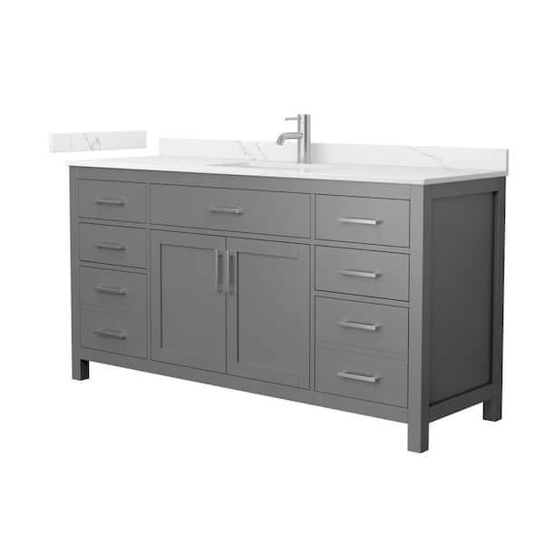 Wyndham Collection Beckett 66 in. Single Freestanding Dark Gray Bath Vanity with Giotto Quartz Top (Assembled)