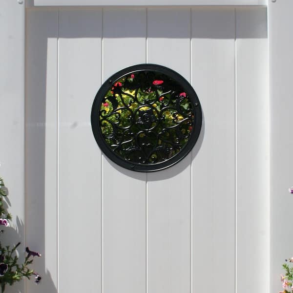 NUVO IRON EZ Install 6-Standard Fence Board Arched Pro Gate Frame with One 15 in. Dia Round Gate Insert