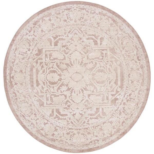 Reflection 5 ft. x 5 ft. Beige/Cream Oriental Round Rug