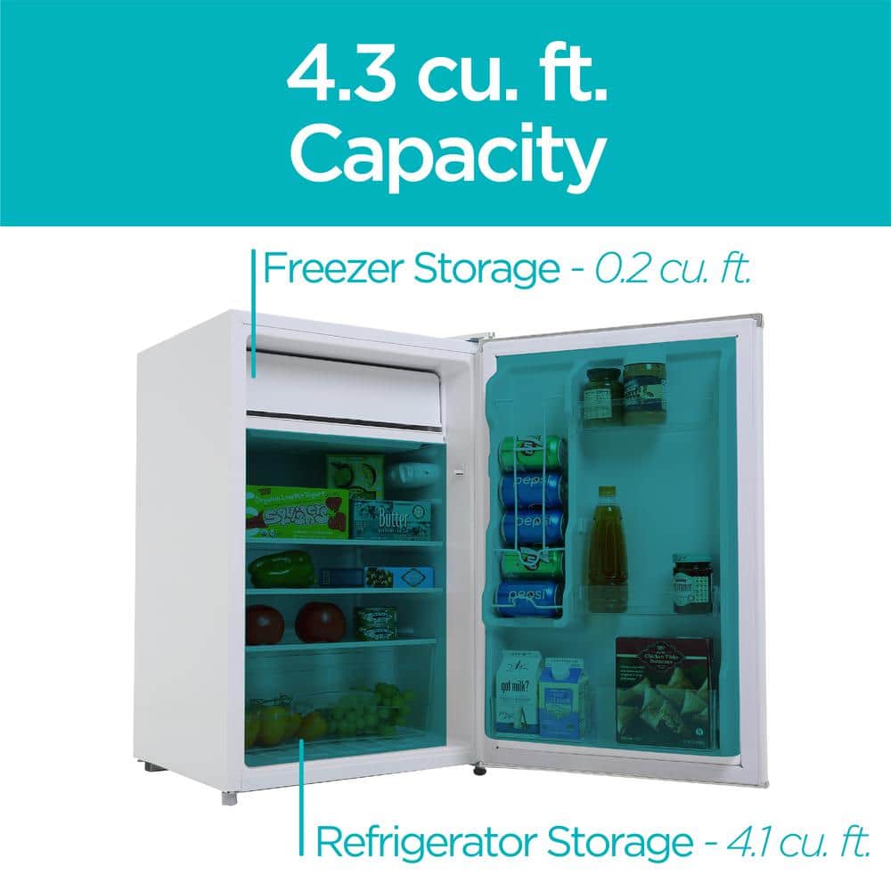 BLACK+DECKER Compact Refrigerator 4.3 Cu. Ft. with True Freezer, White
