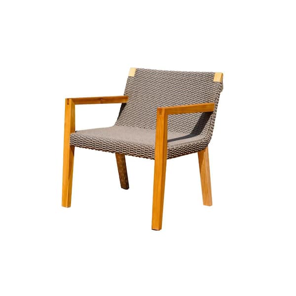 POSH POLLEN Glendale Teak and Wicker Lounge Chair
