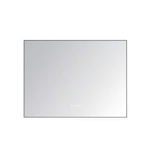 48 in. W x 36 in. H LED Rectangular Framed Wall Bathroom Vanity Mirror in Black