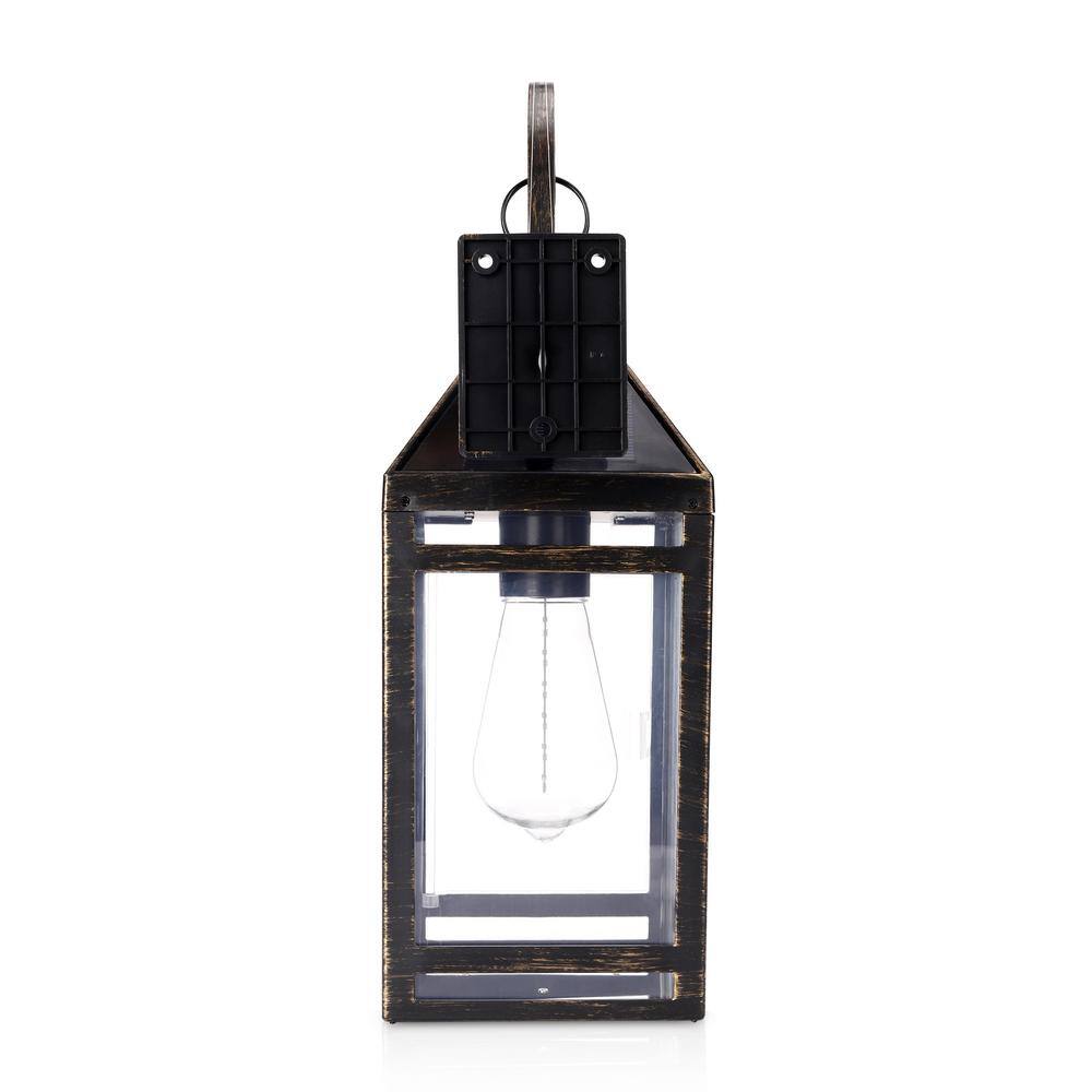 Black Solar LED Hanging Lantern with Wall Bracket