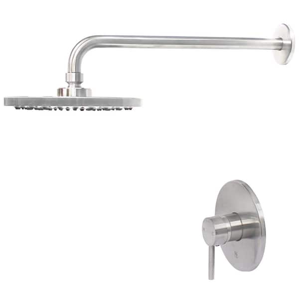 Novatto HALO Single Handle 1-Spray Shower Faucet 2.5 GPM with Adjustable Head and Included Valve in. Brushed Nickel