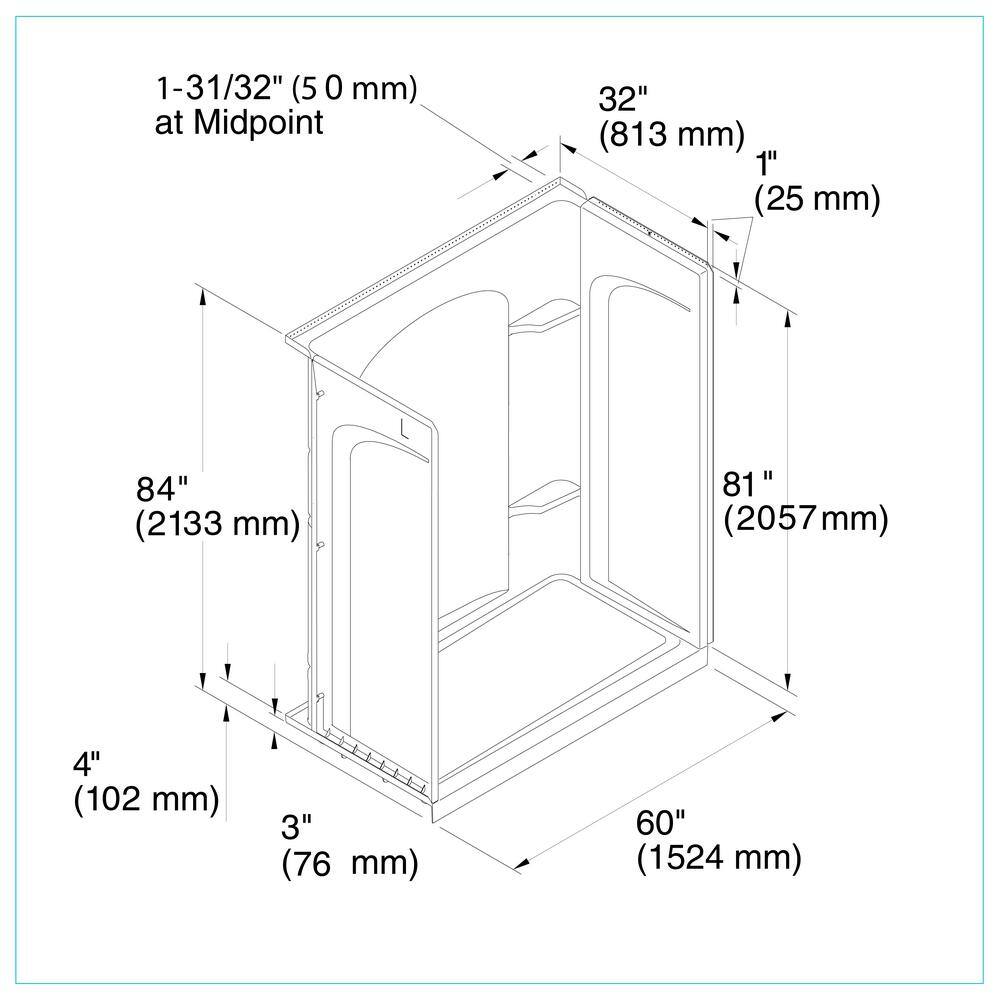 Ardis 60'' x 32'' Chrome Framed Sliding Shower Kit