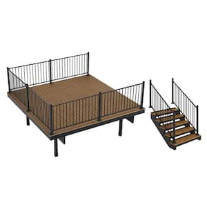 Infinity IS Freestanding 12 ft. x 12 ft. Oasis Palm Brown Composite Deck 5 Step Stair Kit with Steel Frame & Steel Rail