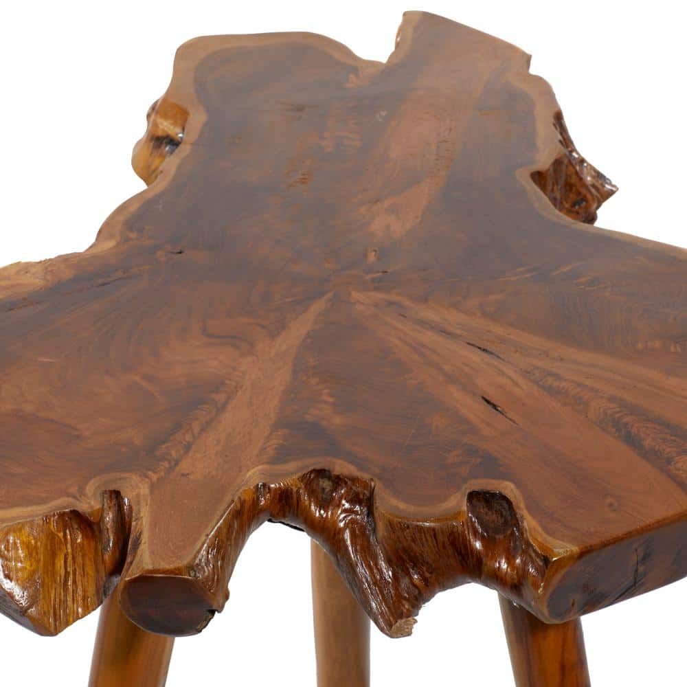 Eco-Friendly Teak Wood 27" Round Handcrafted Accent Table