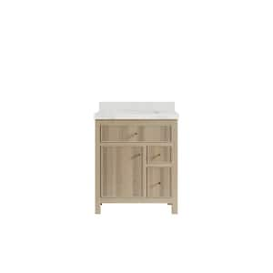 Sonoma Oak 30 in. W x 22 in. D x 36 in. H Bath Vanity in White Oak with 2 in. Calacatta Nuvo Top