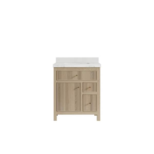 Willow Collections Sonoma Oak 30 in. W x 22 in. D x 36 in. H Bath Vanity in White Oak with 2 in. Calacatta Nuvo Top